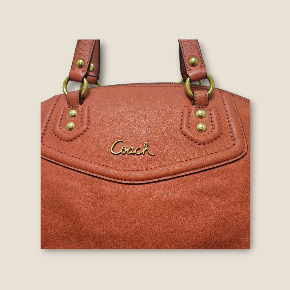 Coach Leather‎ Satchel Shoulder Bag Purse Coral Top Zip D1371 F23684 - Picture 3 of 11